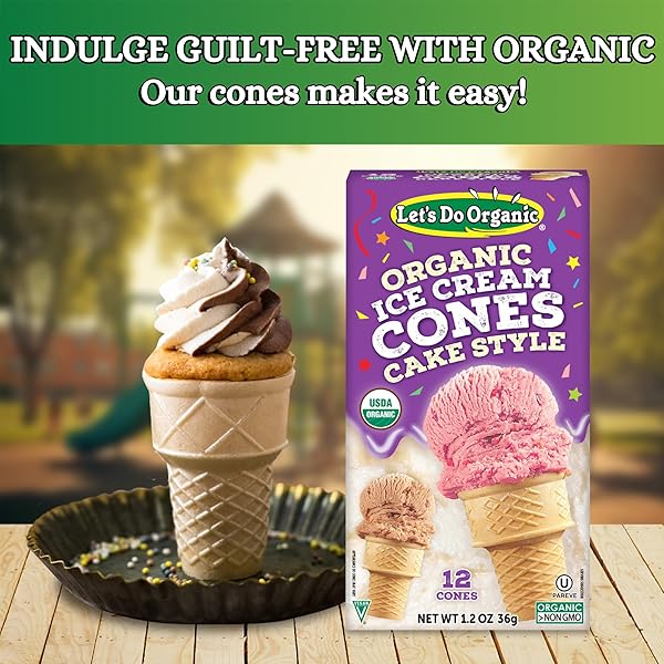 LETS DO ORGANIC ICE CREAM CONES – SUGAR CONES FOR ICE CREAM, MINI ICE CREAM CONES, ICE CREAM CUPS, CRISPY CONES, MINI CAKE CONES – 1.2 OZ (PACK OF 1)