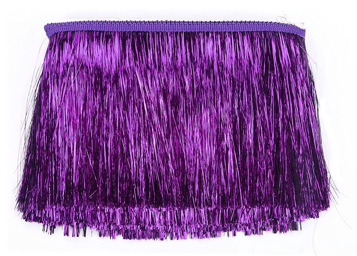 YYCRAFT 6" Wide Tinsel Fringe Trim Garland - Dance Costume Trimming With Shiny Foil Effect for Party Decor (10 Yards, Purple)