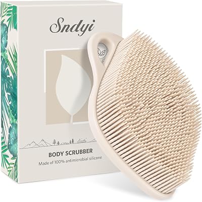 Sndyi Silicone Body Scrubber Leaf Shaped Exfoliating Shower Brush Oatmeal