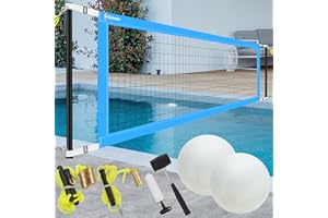 OLYBEAKA 15ft-25ft Adjustable Pool Volleyball Net Set with Anchor and Hammer, Portable Outdoor Volleyball Net for Pool, Water Volleyball Games Toy for Backyard Party
