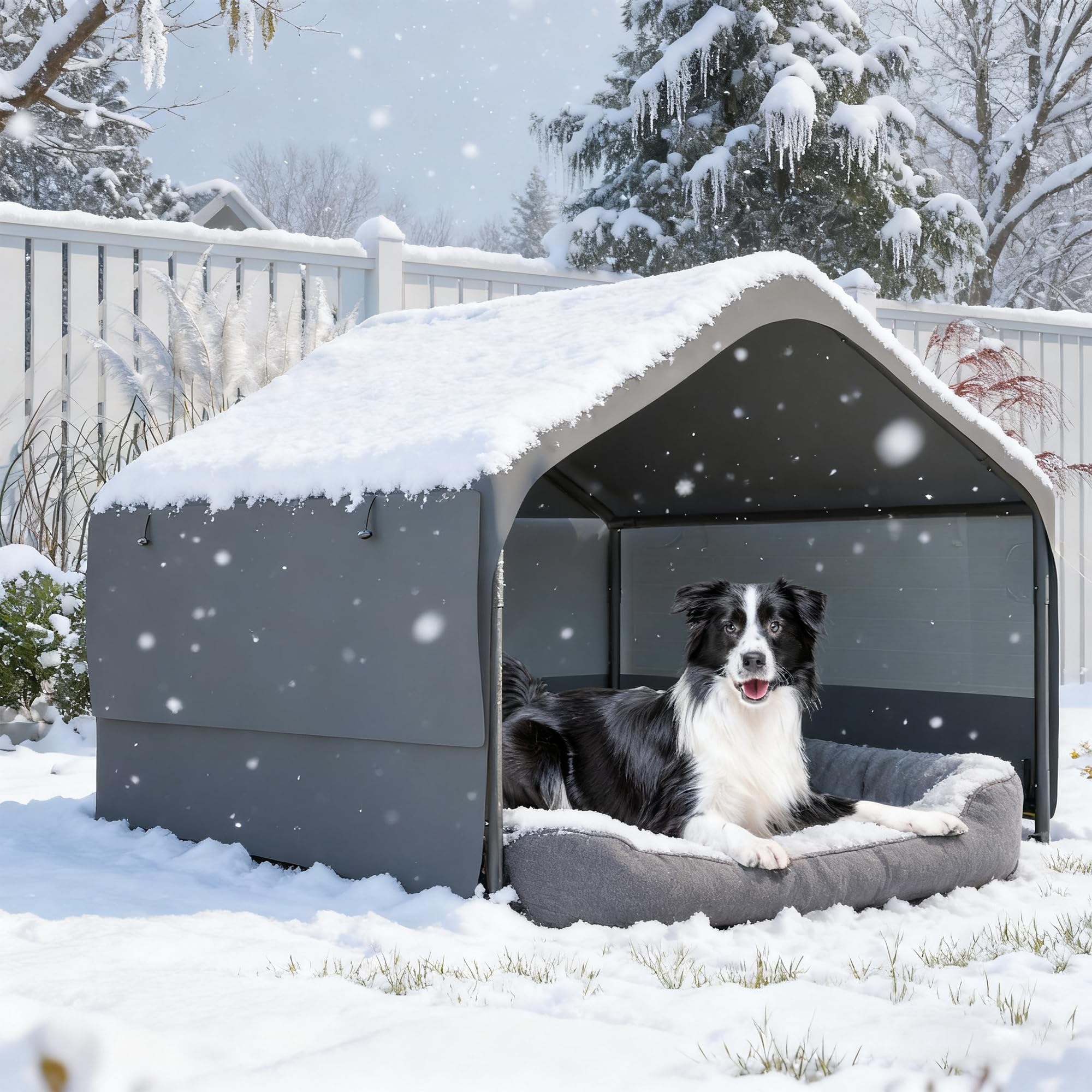 Photo 1 of *Scratches* Extra Large Dog Shade Shelter 4'x4'x3' Waterproof, Outdoor Tent Canopy with Three-Sided Breathable Mesh Windows for Pet Medium Large Dogs, Cats, Pigs