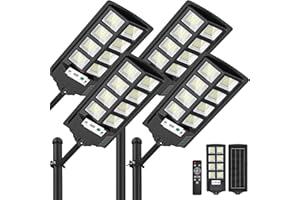 WYWNA Solar Lights Outdoor, 6000K LED Solar Lights Outdoor Waterproof, Solar Flood Lights Outdoor with Motion Sensor and Remote Control, Solar Street Light Dusk to Dawn 4-Pack