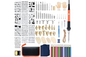 Ninonly Wood Burning Kit, 130 Pieces Wood Burning Tool with Adjustable Temperature 200~450°C Switch, Professional Pyrography Pen Set for Embossing Carving Soldering Creative Adults Kids Beginners