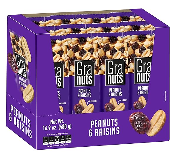 GRANUTS PEANUTS AND RAISINS, CLASSIC SNACK MIX, 1.41...