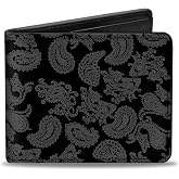 Buckle-Down Wallet, Bifold, Bandana Black Gray, Vegan Leather | Bandana Black Gray Billfold Credit Card and ID Slots Vegan Leather