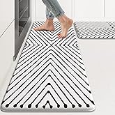 KIMODE Kitchen Mats Cushioned Anti Fatigue, Geometric Kitchen Rugs Sets of 2, Non Slip Waterproof Kitchen Floor Mats, Comfort Standing Mats for Laundry Office Sink Desk 17"x47"+17"x29" Black Diamond