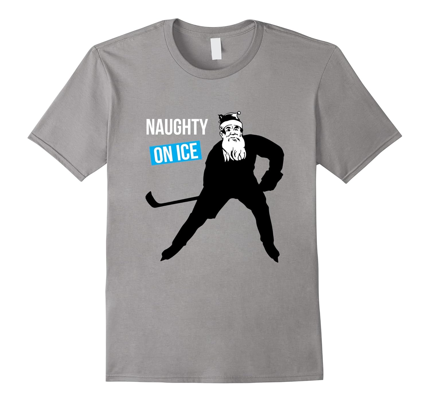 Funny Hockey Naughty On Ice Christmas Vintage Santa T-Shirt-ANZ