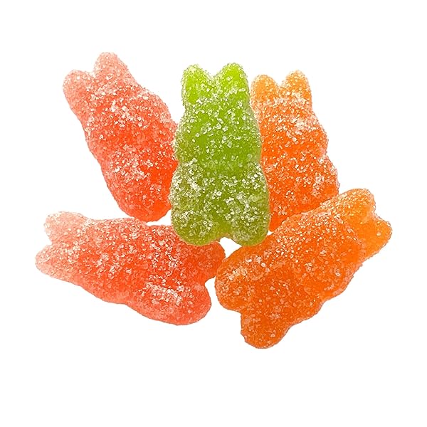 SARAH’S CANDY FACTORY MIX SOUR BUNNY JELLY GUMMY CANDY, 1 OZ (48 PACK) SINGLE SERVE SNACK PACKS, FUN IN EVERY 1 OZ BAG, GREEN APPLE, STRAWBERRY AND ORANGE FLAVOR