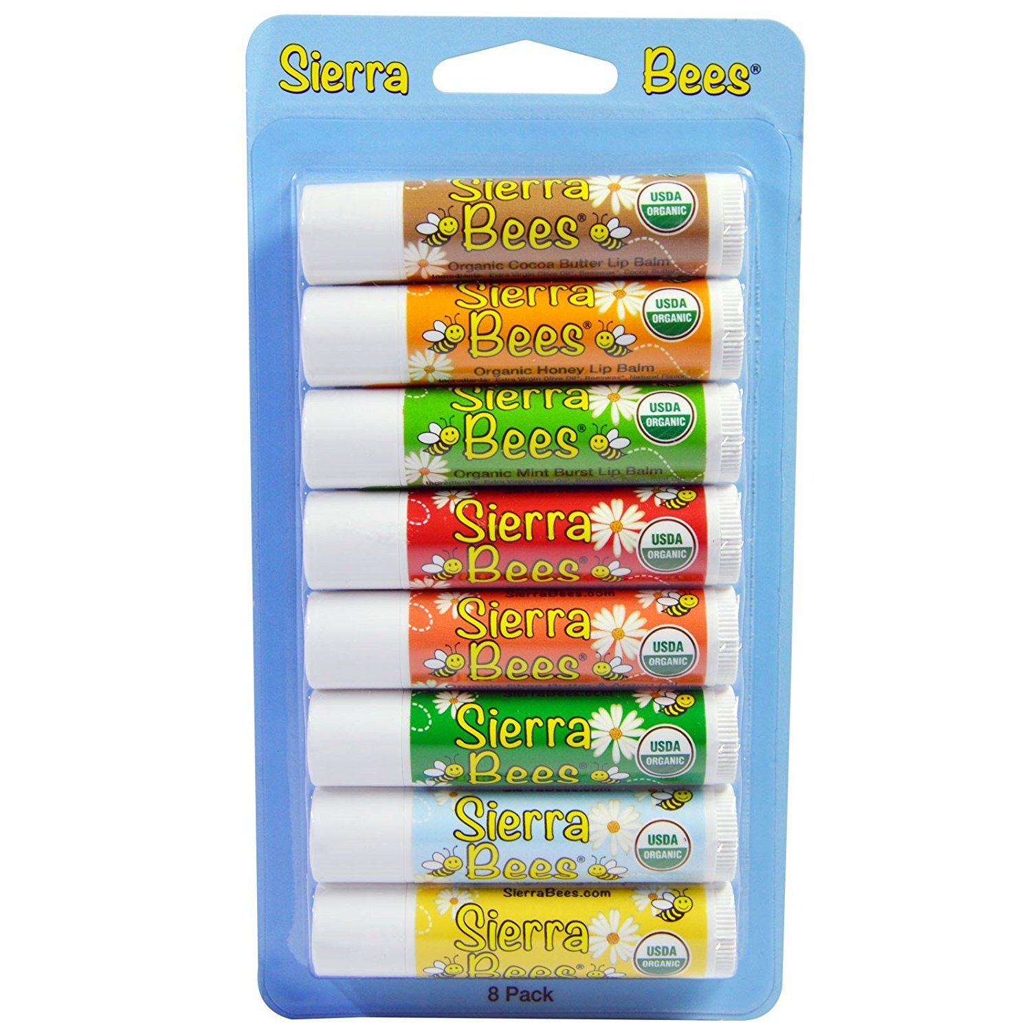 Sierra Bees, Organic Lip Balms, Variety Pack, 8 Pack, 0.15 Oz Each