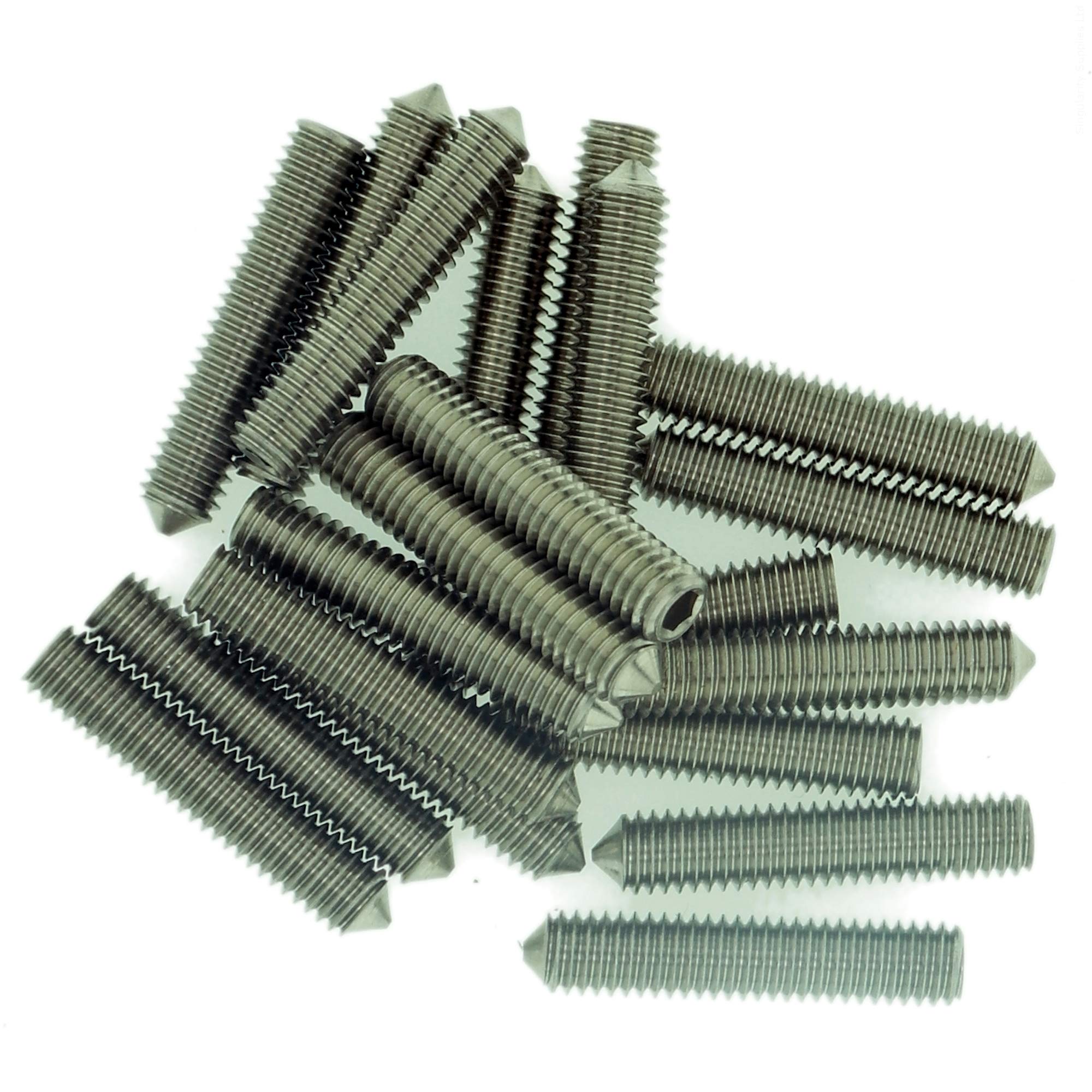 M6 (6mm x 5mm) Hex Socket Grub Screw (Cone Point) - Stainless Steel (A2) (Pack of 20)