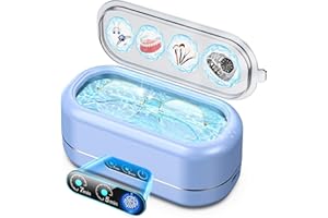 SEEPARK AI Ultrasonic Jewelry Cleaner,50KHz Professional Ultrasonic Cleaner Machine with 304 Stainless Steel for Jewelry, Dentures, Eyeglasses, Rings,Coin, Watch Strap, Hygiene Items (Blue)