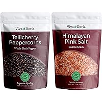 Viva Doria Tellicherry Peppercorn - Black Peppercorns (Steam Sterilized Whole Black Pepper) 12 oz and Himalayan Pink…