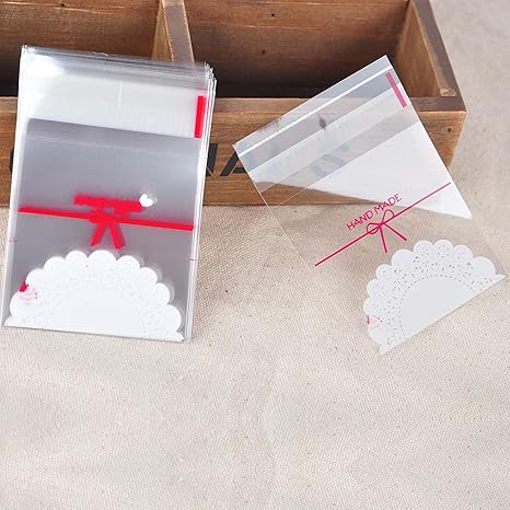 Amazon Idealhere お菓子 ケーキ クッキー チョコレート包装袋 ラッピング テープ付き Diy おかし袋 包装用品 贈り物袋手作り100枚セット Hand Madeレース 包装用品 オンライン通販