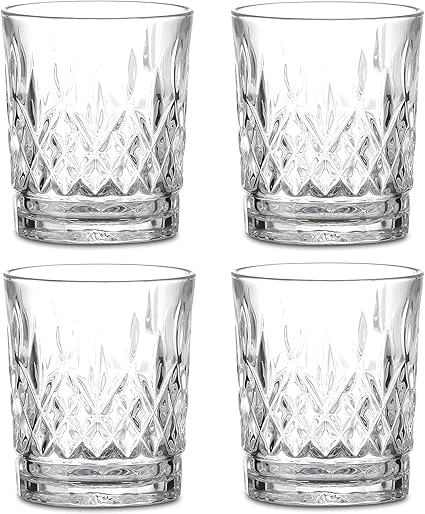 Amisglass Whiskey Bril Set Van 4 300ml Premium Loodvrij Crystal Whiskey Glass Rock Style Ouderwetse Glas Voor Het Drinken Van Scotch Bourbon Cognac Ierse Whisky En Ouderwetse Cocktails Amazon Nl