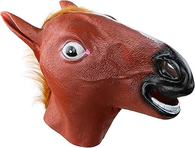 Amazon Com Skeleteen Horse Head Costume Mask Realistic Brown Animal Head Horse Masks For Adults And Kids Clothing
