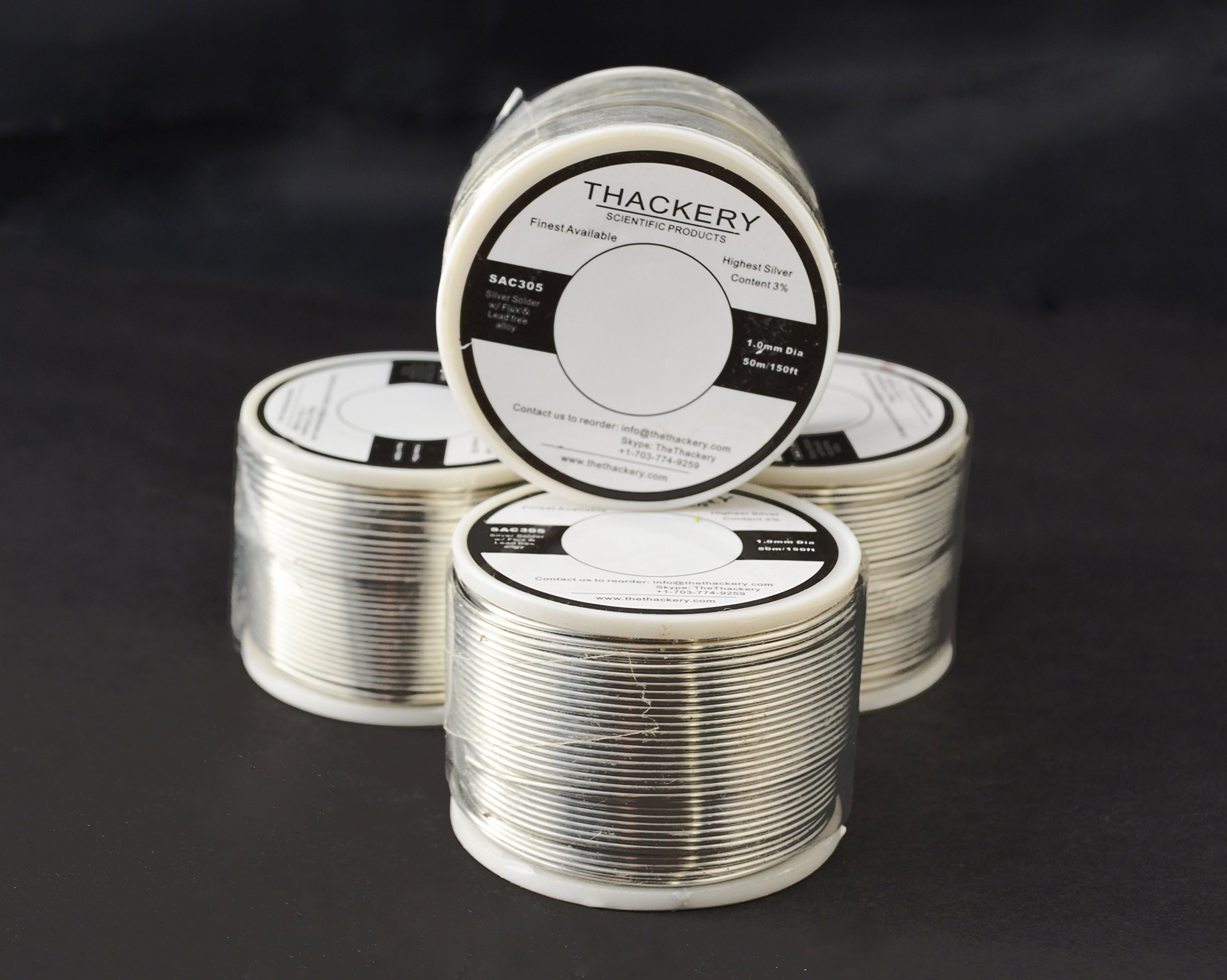Thackery Silver Flux Core Solder Wire - SAC305 - available in 1mm and .8mm thickness - sold by the foot/meter (25m/75ft x .8mm Thickness)