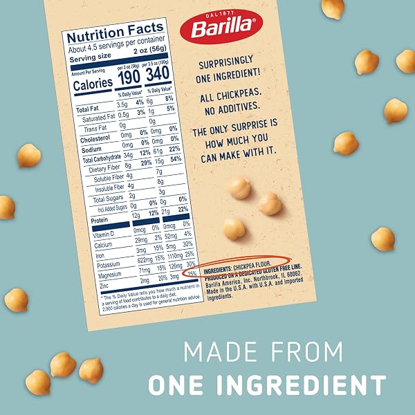 BARILLA CHICKPEA ROTINI PASTA, 8.8 OZ – VEGAN, GLUTEN FREE, NON GMO & KOSHER – MADE WITH PLANT BASED PROTEIN