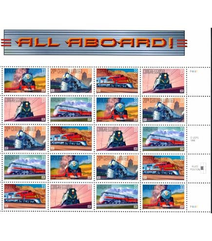 Amazon.com: All Aboard Railroad Collectible Stamp Sheet of 20 33