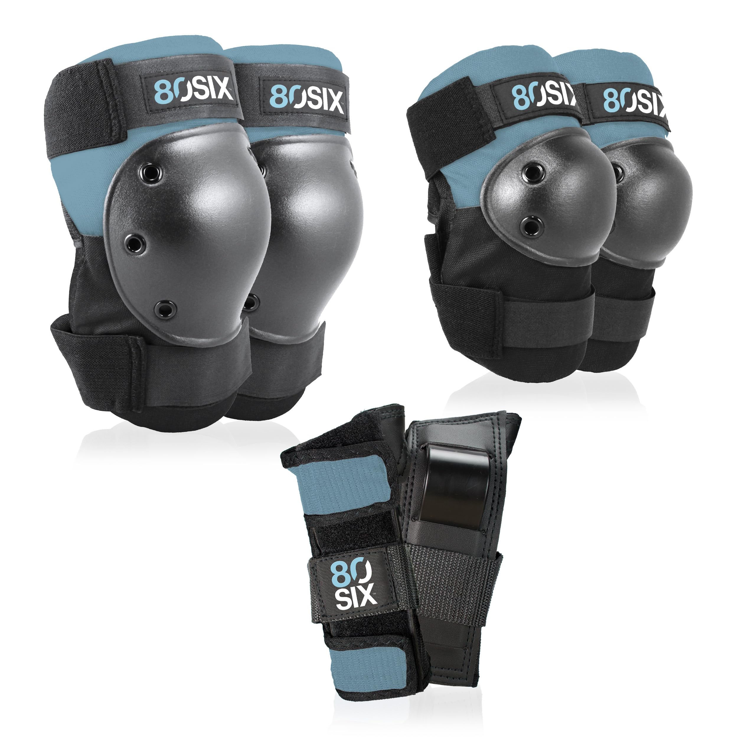80Six Multi-Sport Pad Set - Knee Pads, Wristguards, Elbow Pads, Full Protective Gear for Kids, for BMX, Cycling, Inline Skating, Skate, Roller Skates, Skateboard Accessories