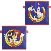 Idea Nuova Sonic the Hedgehog Storage Cubes with Handles, Set of 2, Durable 10"x10" Closet Organizers for Kids&rsquo; Rooms, Blue
