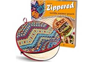 WOOBUD Zippered Tortilla Warmer Pouch - Fit 10’’ Burrito Size Tortillas, Insulated Fabric - Semicircular Secure Zipper, Microwave Heater Portable Taco Holder for Picnic RV Lunch Trip - Cinco de Mayo, 12 Inch