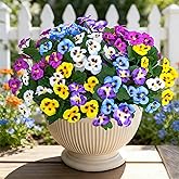 Ouddy Decor 15 Bundles Artificial Flowers for Outdoors, 15" Fake Pansies Silk Flowers UV Resistant Faux Plants for Front Door Garden Porch Yard Spring Summer Indoor Outdoor Home Decor, Multicolor