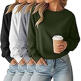 Oakgarden 4 Pack Womens Long Sleeve Cropped Sweatshirts Crew Neck Loose Fit Pullover Thermal Tops