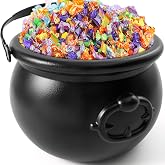 JOYIN Halloween Large Black Cauldron 7.5'', Halloween Witch Cauldron Pot, Candy Kettle, Pot and Bucket, Candy Cauldrons Holder for St. Patricks Party Favor Supply Witch Decoration, Kids Trick or Treat