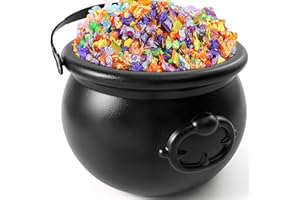 JOYIN Halloween Large Black Cauldron 7.5'', Halloween Witch Cauldron Pot, Candy Kettle, Pot and Bucket, Candy Cauldrons Holde