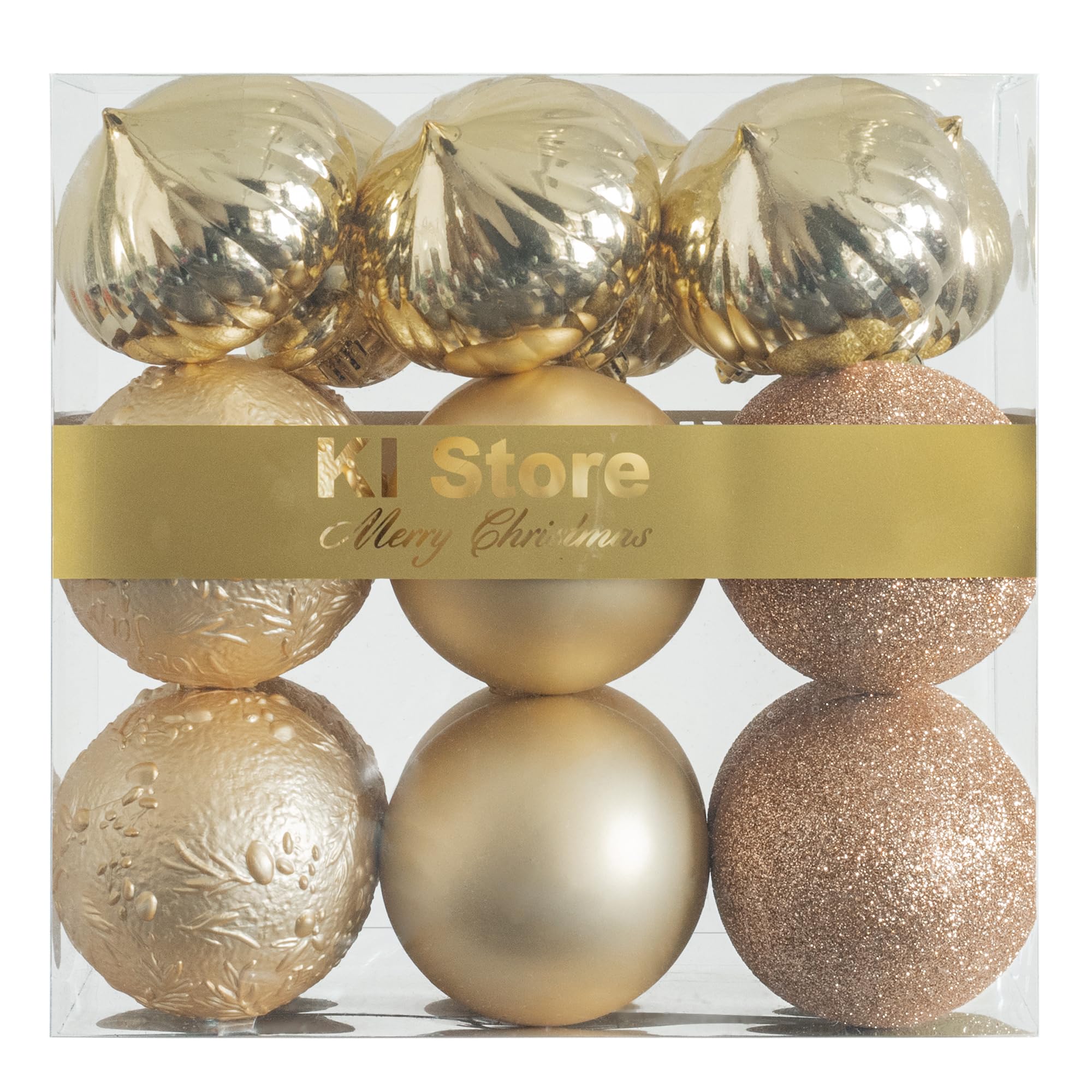 Champagne Christmas Baubles Christmas Tree Decoration Ornaments 18pcs Shatterproof Balls for Xmas Hanging Decorations Festival Holiday Decor