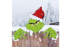 CZLOTYH Christmas Fence Peeker Decorations Outdoor Funny Christmas Fence Yard Sign with Hand Head for Holiday Xmas Garden Courtyard Wall Decorations (Style 1)