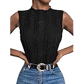 LILLUSORY Women's Mock Neck Business Casual Tank Tops Sleeveless Ruched Work Blouse Fitted 2026 Trendy Shirts