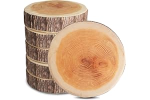PATHFINDER PANDAS Log Pillow 6 Pack - Cozy & Comfy Wood Pillow with High-Density Foam - Realistic Round Cushions with Washabl