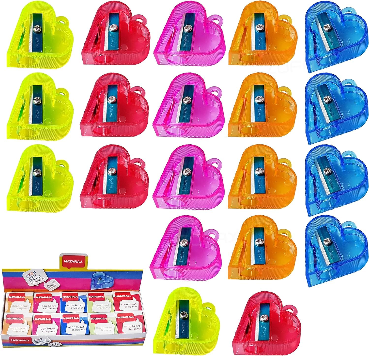 iSharpy Plastic Pencil Sharpeners, Multicolour, Pack of 20, Single Hole Sharpeners, Party Bag Fillers, School Home Office Use, iZOFAX Black Ball Pen