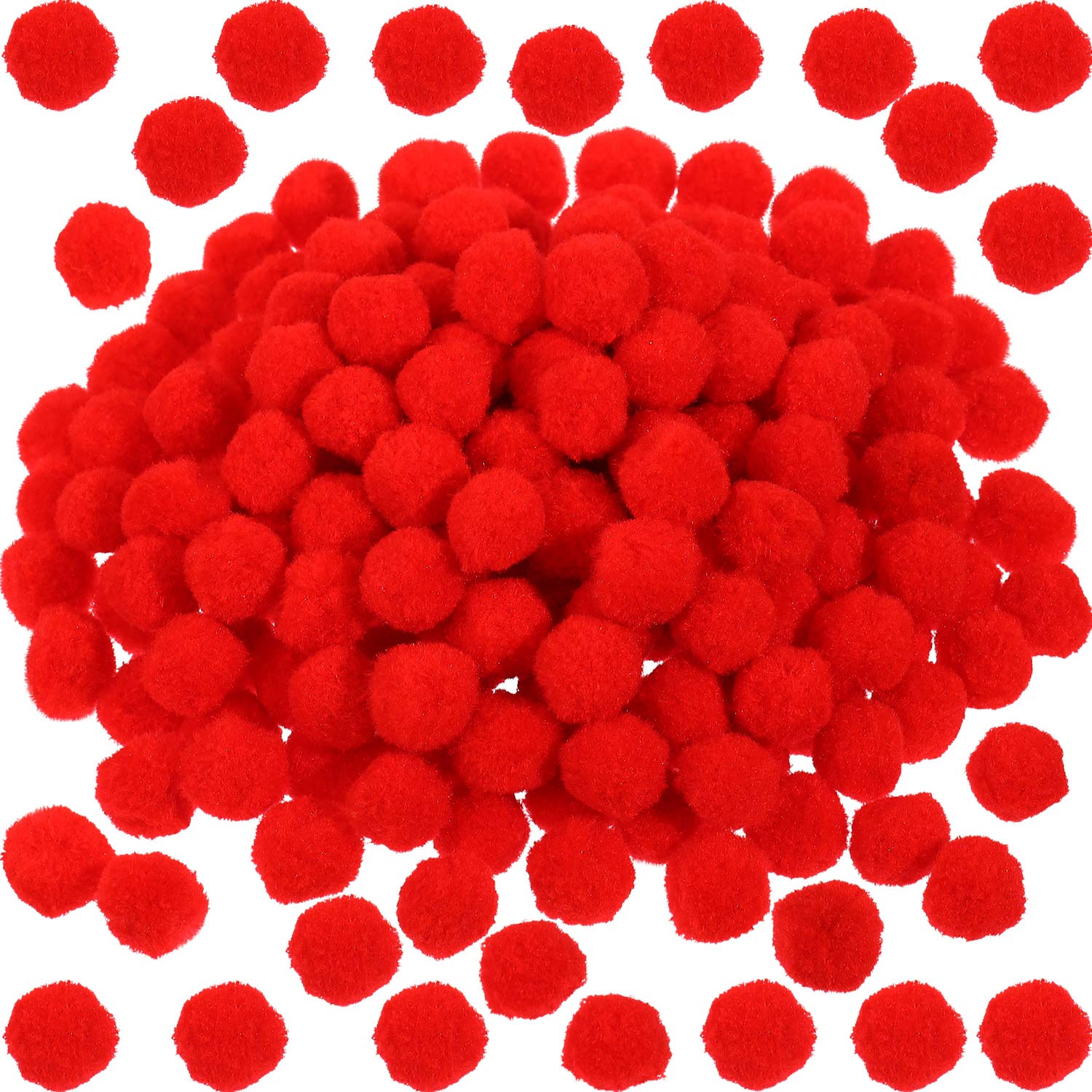 Boao 200 Pieces Red Pom Poms Halloween Fluffy Pom Balls Craft Pompoms for Christmas Reindeer Crafts DIY Making (0.8 Inch)