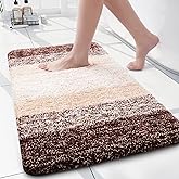 Arotive Microfiber Bathroom Rugs, Shaggy Soft and Absorbent Bath Rug, Non-Slip, Thick Plush Machine Washable Dry Bath Mats for Bathroom, Tub and Shower, 24x16, Brown, Rectangular