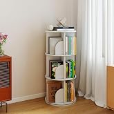 Cuzobro Rotating 3-Tier Bookshelf, 360&deg; Spinning Corner Bookcase with Lazy Susan, White Space Saving Organizer for Study Room, Home Office, Kids Rooms, Bedroom, Adults &amp; Kids, 15.75" D