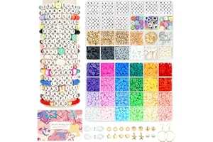 VELAVIOR Bracelet Making Kit, 28 Colors Friendship Bracelets Kit Clay Beads Jewelry Making Kits Polymer Heishi Beads with Charms Strings Crafts Gifts Toys Set for Girls Kids Teen