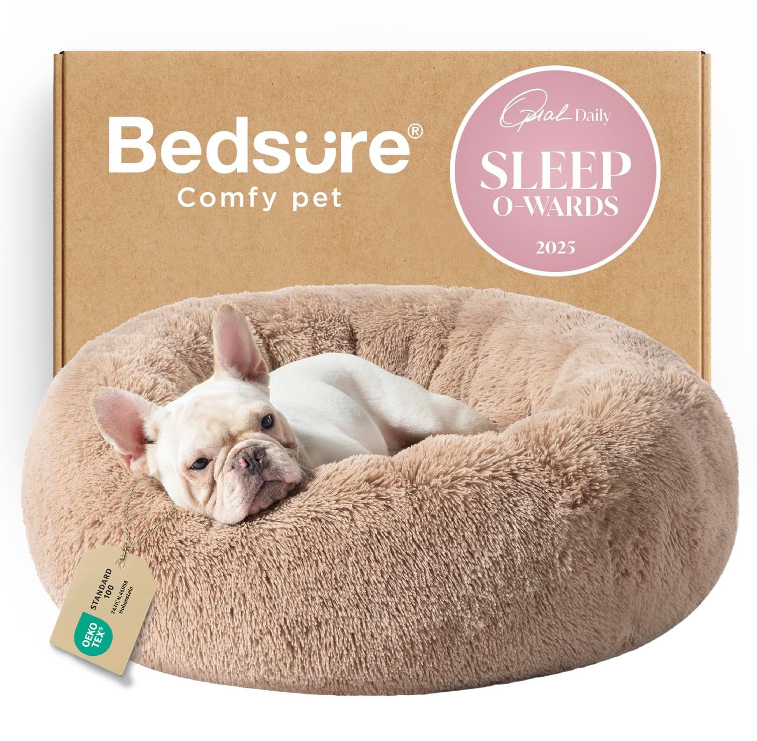 Photo 1 of ***(GREY/ STOCK PHOTO FOR REFERENCE ONLY)***Bedsure Calming Dog Bed Medium Size Dog - Donut Washable Medium Pet Bed, 30 inches Anti-Slip Round Fluffy Plush Faux Fur Cat Bed, Fits up to 45 lbs Pets, Camel