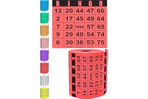 Carewon 250 Bingo Cards, Red (8 Color Selection), Paper Bingo Sheets, Large Print, Customizable Book, Disposable or Reusable for Daubers or Chips