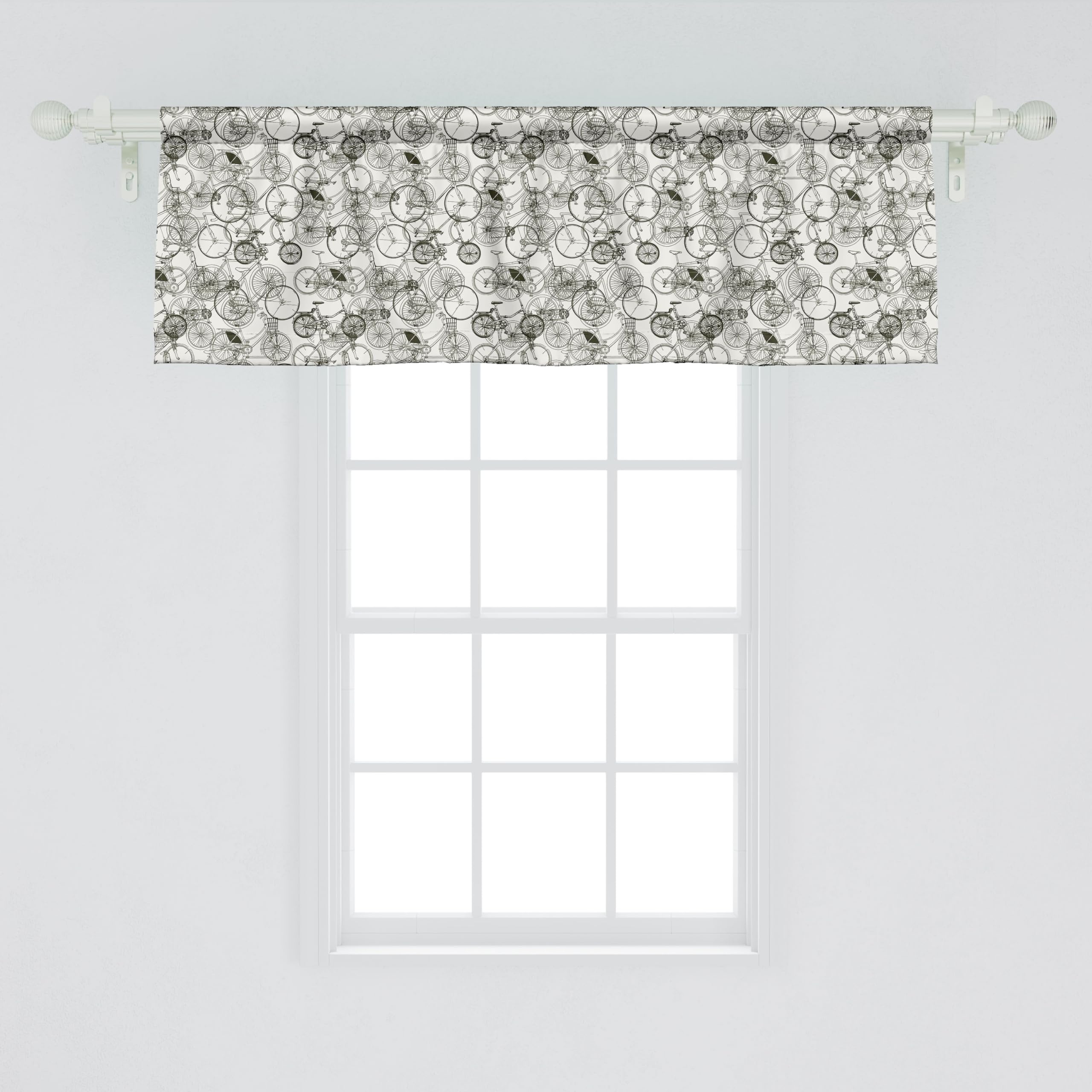 Ambesonne Sketchy Window Valance, Vintage Retro