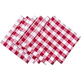 DII Checkered Table Napkin Collection, Set, Red 6 Count