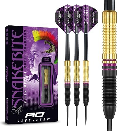 Red Dragon Professional Brass Darts Set with Flights and Shafts Snakebite