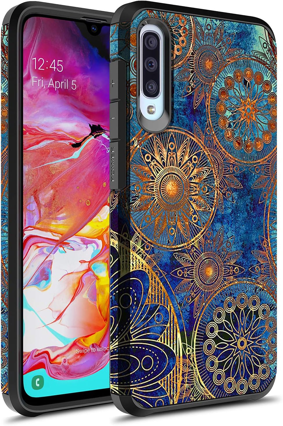 GORGCASE Case Designed for Samsung Galaxy A70, Slim Cute Dual-Layer Full-Body Drop Protection Shock-Proof Anti-Slip Hard PC TPU Bumper Girls Women Man Armor Protective Cover Gold