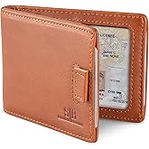 RFID Blocking Slim Money Clip Wallet – Leather Bifold Front Pocket Minimalist Mens Wallet with Money Clip for Men, Small Credit Card Holder Wallet - Travel Wallet with Gift Box