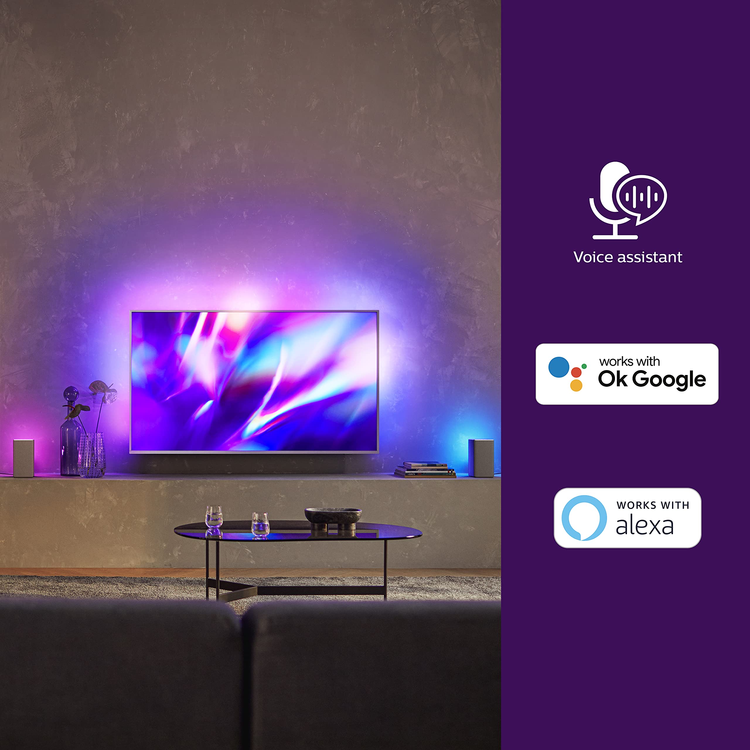 Philips W6205 Wireless Home Speaker, Bluetooth + DTS Play-Fi Compatible for Surround Sound/Stereo Pairing. Connects to Spotify, AirPlay2, Chromecast, and Echo Speakers. LED Mood Lighting, TAW6205