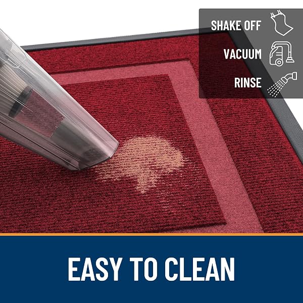 OLANLY FRONT DOOR MAT INDOOR OUTDOOR ENTRANCE, WATERPROOF ALL-SEASON, ALL-WEATHER DOORMAT, STURDY NATURAL RUBBER, FADE RESISTANT, LOW PROFILE, EASY CLEAN PATIO PORCH ENTRYWAY MAT, 71X23, WINE RED