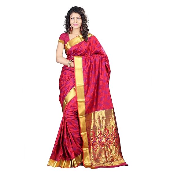 Women's Kanchipuram Silk Saree With Blouse Piece