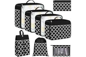 StorageRight Packing Cubes, 8 Set Suitcase and Luggage Organizer for Accessories Travel Essentials, (Black)
