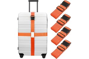 Luxebell Luggage Straps Suitcase Belt Travel Accessories, Heavy Duty Strap, 4-Pack 6.56ft Orange